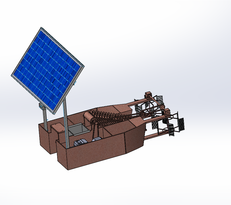 水面清理船三维SW模型（收集清理河面垃圾）3D图纸+说明书